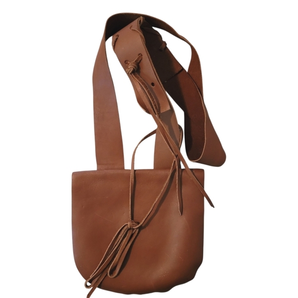 British Tan Gloved Leather Handmade Crossbody Hobo Boho Flap Bag Purse Hippie - Picture 1 of 11